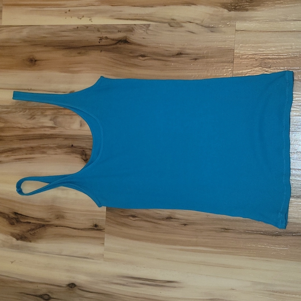 Turquoise Ribbed Tank Top - Picture 7 of 11